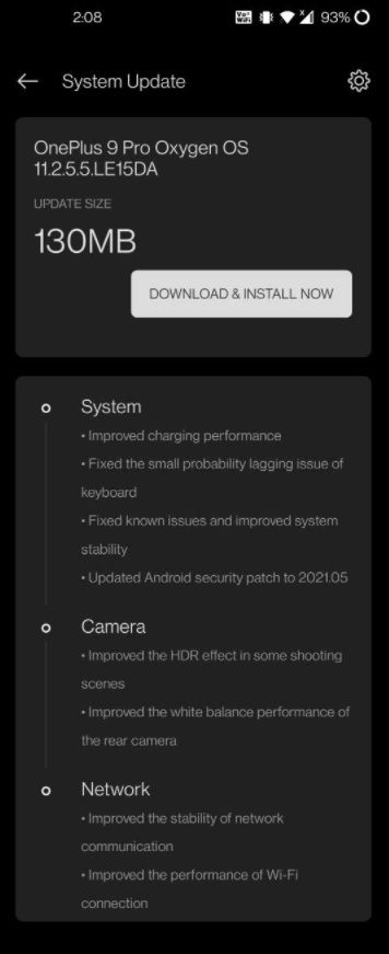 OnePlus 9 update