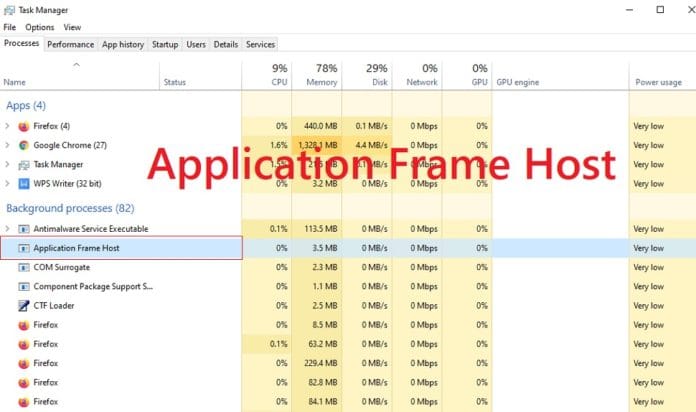 Application Frame Host Application Frame Host
