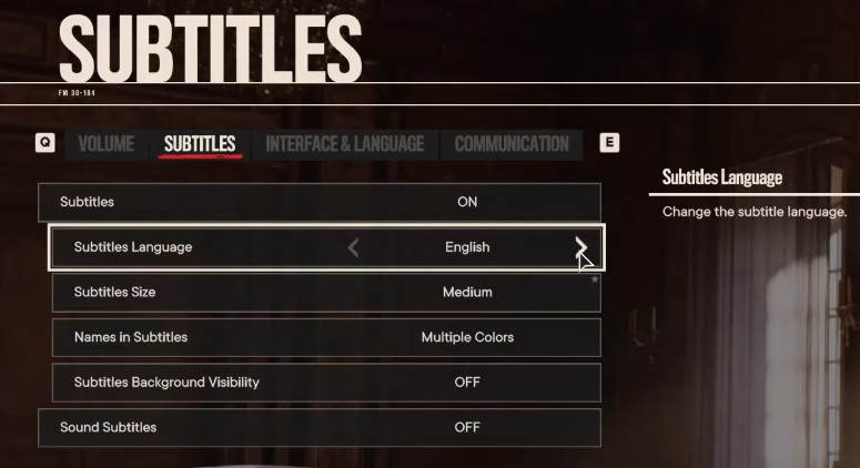 Language of Subtitles