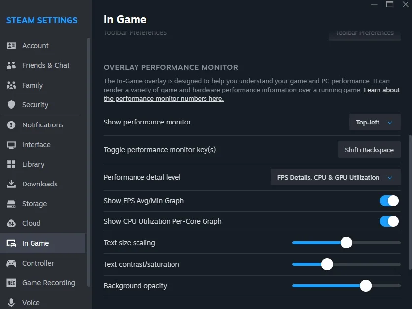 Performance Overlay